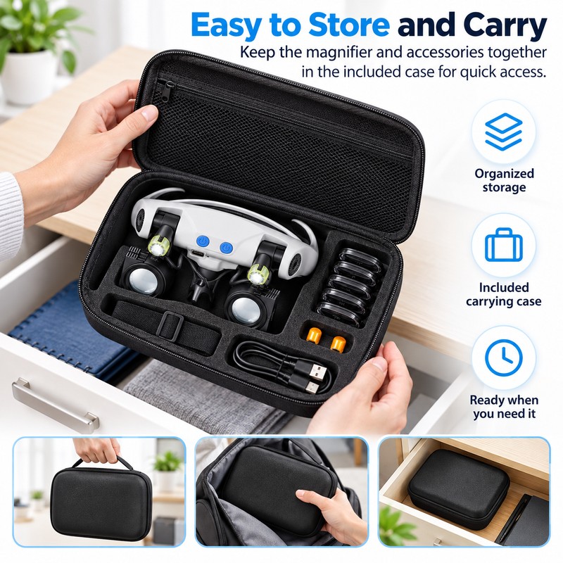 LED Magnifying Glasses for Detailed Work – Hands-Free Magnifier with