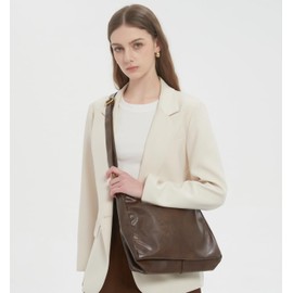 GRPKSSIB PU Leather Crossbody Bag Hobo Shoulder Bags Casual Tote Handbags Women's Crescent Purse with Adjustable Strap (Coffee)