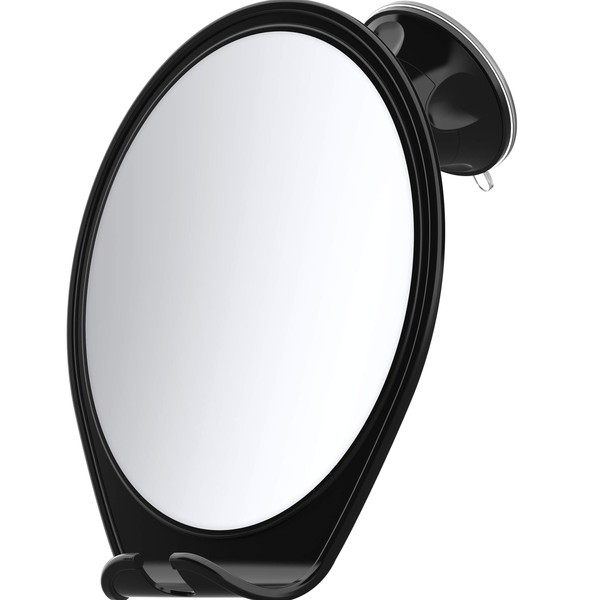 HoneyBull Shower Mirror Fogless for Shaving - with Suction, Razor Holder for Shower & Swivel, Small Mirror, Shower Accessories, Bathroom Mirror, Bathroom Accessories, Holds Razors (Black)