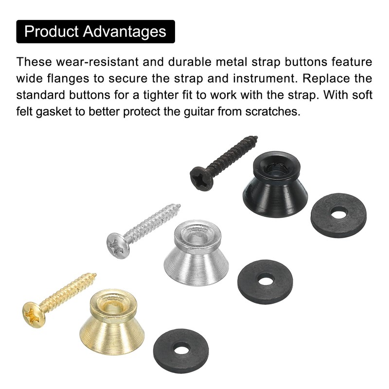 sourcing map Guitar Strap Button Buckle Lock Metal Small End