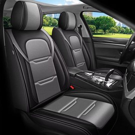 YORKNEIC Seat Covers for Dodge Journey 2011-2020: 2 Row 5 Seat Full Set Leather Car Seat Covers Cushion (5 Seat Full Set, Black&Grey)