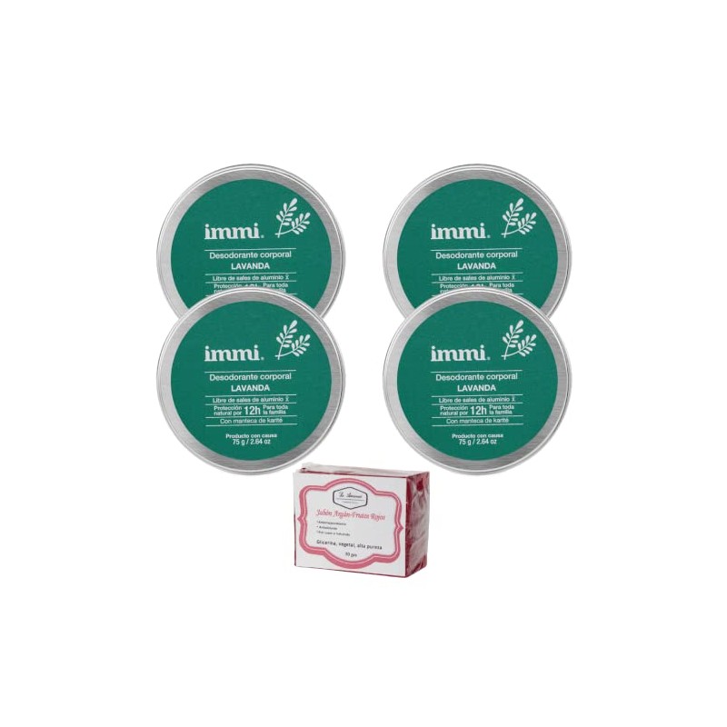Immi Desodorante Lavanda 4 Piezas y 1 Jabón 50gr La