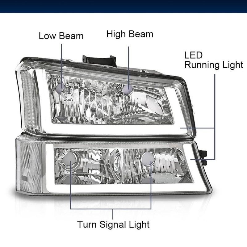 LQI LED DRL Headlights Assembly Compatible with Chevy Silverado Avalanche
