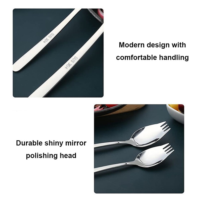 6 Pack Sporks Stainless Steel Forks and Spoons, Muulaii Metal