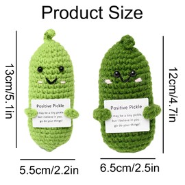 2pcs Emotional Support Pickle, Positive Pickle, Emotional Support Gift, Emotional Support Plush, Positivity Gifts, Emotional Support, Positive Crochet Gift, for Kids, Adults, Pocket Doll
