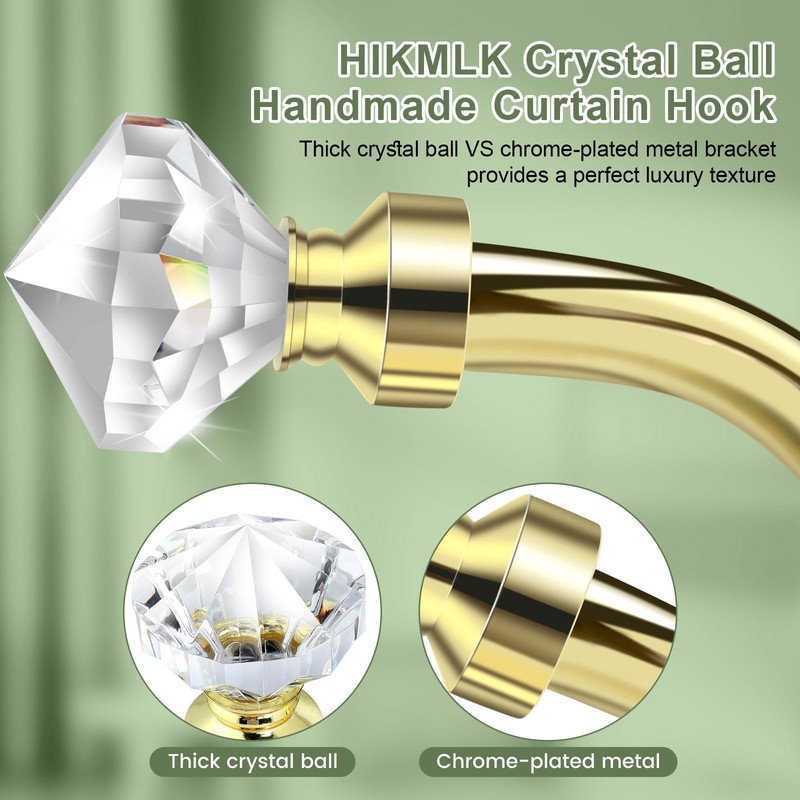 Crystal Metal Curtain Holdbacks 2pcs, Decoration Curtain Tie Back Hooks