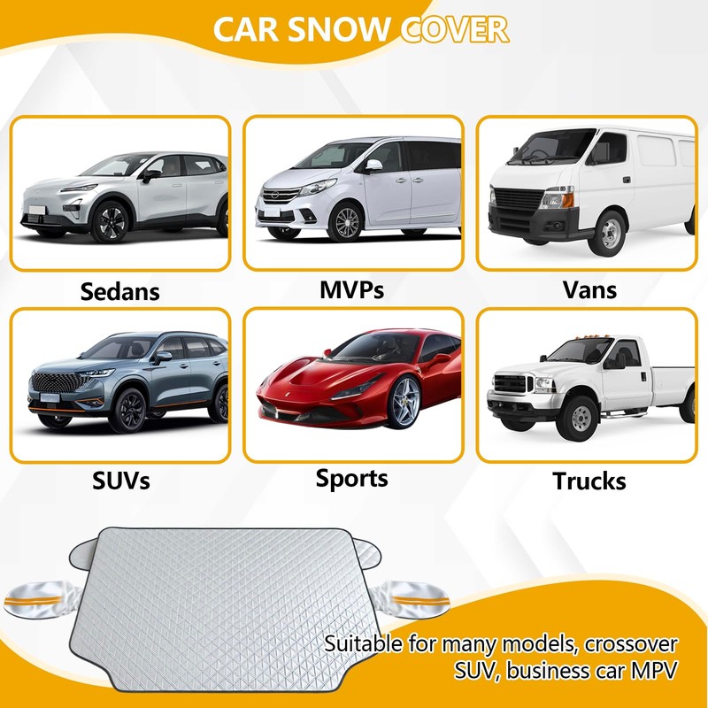 Car Windshield Snow Cover for Ice & Snow Protection,4-Layer Universal
