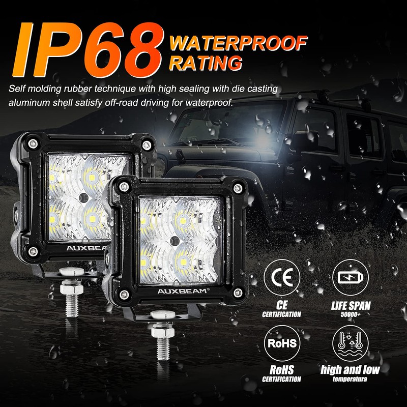 Auxbeam FA Series 3 Inch LED Pods Flood Beam 40W