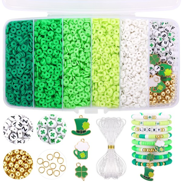 Funtopia Funtopia Green Clay Beads Bracelet Making kit, 5100+ Pcs