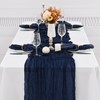 Teruntrue 4 Pack Navy Blue Cheesecloth Table Runner Table Runner,