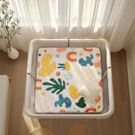 Sinhaklóho 50" x50" Foldable Thicker Foam Baby Play Mat for Playpens & Floors - Soft, Non-Slip & Odor-Free Crawling Mat for Infants & Toddlers, Machine Washable, Botanical Bliss Design