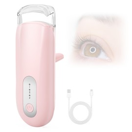 Visible Heated Eyelash Curler, Rechargeable Electric Eyelash Curlers 10S Fast Heat, Safe Anti-Burn Mini Heat Eye Lash Curler 24Hrs Long Lasting Natural C Curl Lashes (Pink)