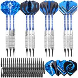 GWHOLE Set of 12 Soft Dart (18g) with 16 Dart Flights and 200 Plastic Tips Points for Electronic Dartboard