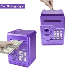 HUSAN Electronic Money Box for Children, Money Box, Password Piggy Bank, Toy, Festival, Birthday Gifts for Children (Purple)