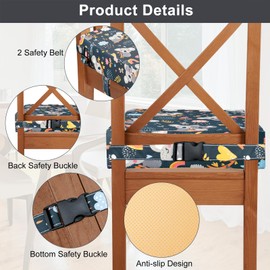 Toddler Booster Seat for Dining Table, Washable Thick Strong Support Portable Booster Chair for Toddlers Eating, Easy Cleaning Booster Seat Cushion Detachable with Fix Straps(Black Koala)