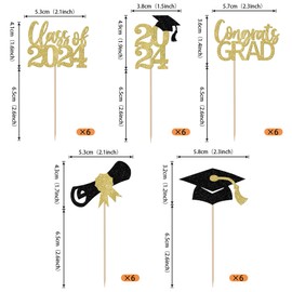 30 Pack 2023 Graduation Cupcake Toppers Glitter Congrats Grad Cap Diploma Cupcake Picks Class of 2023 Cupcake Decorations for Senior 2023 Graduation Theme Party Supplies Black Gold