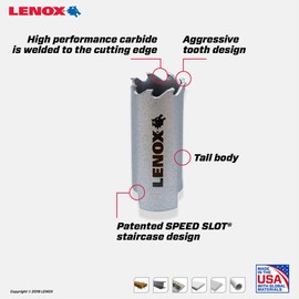 LENOX Tools Carbide Hole Saw, 1-Inch (25 mm) (LXAH31)