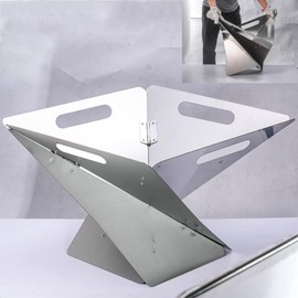 Fire Pit Outdoor,Portable Foldable,Stainless Steel Material Space Saving Camping Fire Pit,Grill for Patio Outdoor Barbecue Campfire Bonfire Suitable for Garden Parties (Large Size)