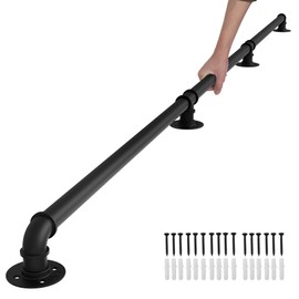 Toriexon Hand Rails for Indoor Stairs, 8FT Metal Stair Railing Indoor, Dia. 1.24“, Matte Guard Coating, 400LBS Load Capacity Wall-Mounted Pipe Staircase Handrails for Indoor & Outdoor Use