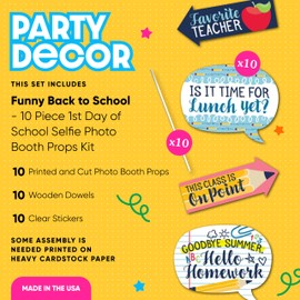 Big Dot of Happiness Funny Back to School - First Day of School Classroom Decorations and Photo Booth Props Kit - 10 Piece