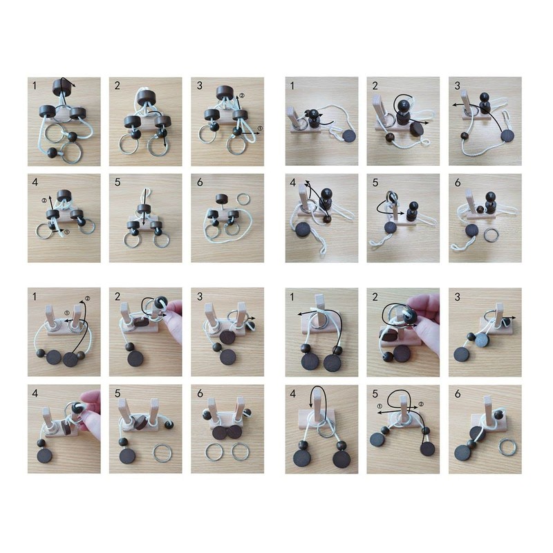 Brain Teaser Puzzle Wooden Threading Rope Loop Puzzle Luban Lock