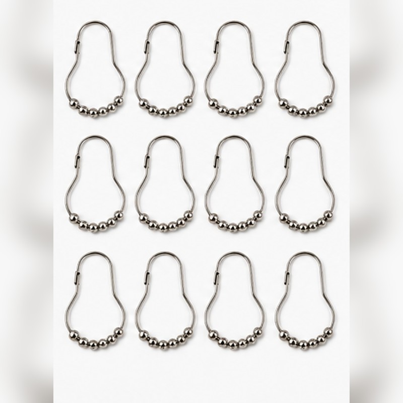 Roller Ball Shower Curtain Hooks for Bathroom – 12-Piece Hanging