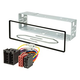 tomzz Audio 2400-039 Car Radio Installation Frame Set 1DIN Metal Slot Frame 182 x 53 mm Depth 45 mm with ISO Cable Removal Key