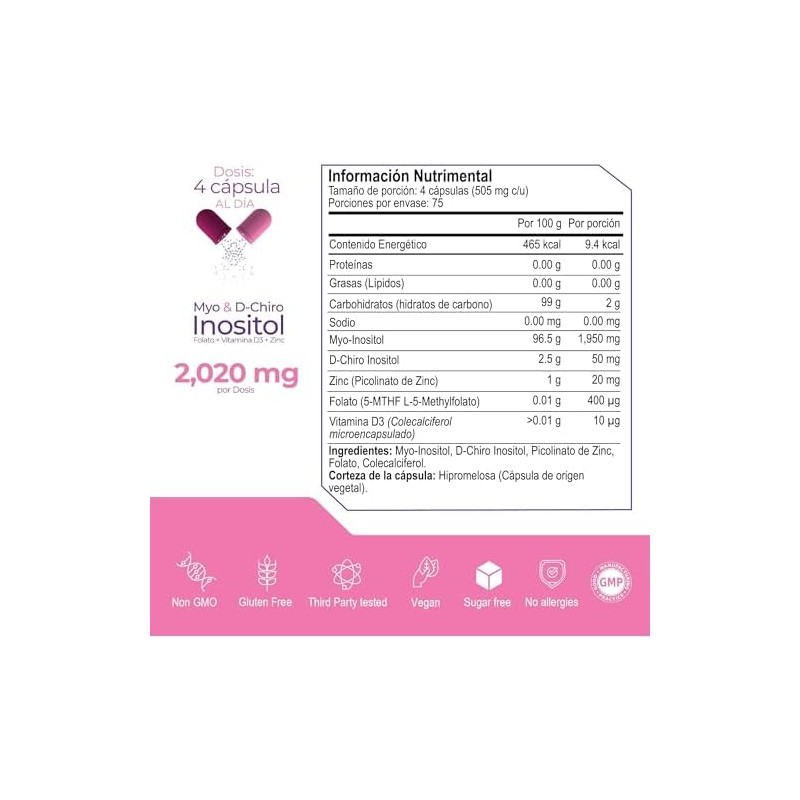 ETERNAL NUTRITION Essentials Inositol 401 Myo y D-Chiro (300 Caps)