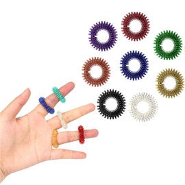 Dinghaole 16 Pcs Acupressure Rings,Spiky Sensory Finger Rings,Acupressure Rings Spiky Sensory Rings for Fingers Stress Relief,Massager Improves Blood Circulation,Metal Acupressure Rings