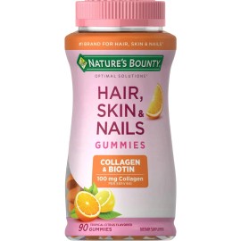 Nature's Bounty Hair Skin and Nails With Collagen and Biotin, Gummies, 90 Ct NEW