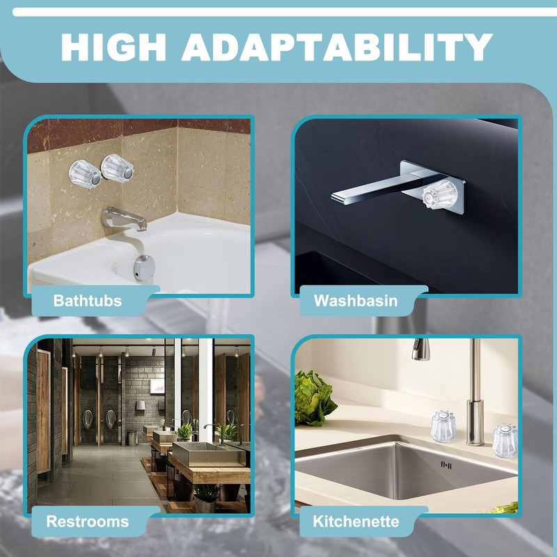 3 Pieces Cold Shower Knob Replacement with Screw, Clear Acrylic