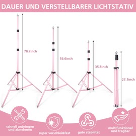 LDGHO Backdrop Stand 10x7ft(WxH) Photo Studio Adjustable Background Stand Support kit with 2 Crossbars, 6 Clamps, 2 Sandbags and Carry Bag for Parties, Events Decoration, Wedding, Photography (Pink)