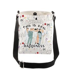 AKTAP Korean Bangtan Gifts Korean Group Kpop Crossbody Bag This Is Real Happiness Korean Album Travel Bag for K-pop Fans Gifts (CB, Real happiness CB-HT)