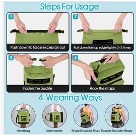 MORXPLOR Bolsa Seca Impermeable, Mochila Seca Enrollable de 5L/10L/20L/30L/40L/55L con Funda Impermeable para teléfono para natación, Kayak