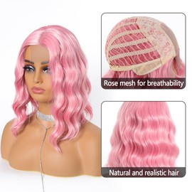Pink Wigs for Women Short Wave Synthetic Wigs Are Suitable for Daily Wear 14inch
