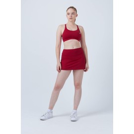 Sportkind Girls & Women Tennis Hockey Golf Padel Basic Skort Skirt with Inner Shorts Breathable UV Protection, Burgundy Red