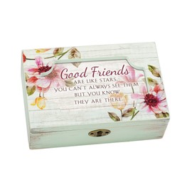 Cottage Garden Friend Like Stars Floral Decoupage Petite Music Box Plays That's What Friends are for
