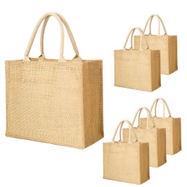 Segarty Burlap Tote Bags, 6 Pack Small Natural Jute Reusable Gift Favors Blank Bag with Handles Bulk for Bridesmaid Wedding, Women Market Grocery Shopping, Bachelorette Party, Beach Trip, DIY