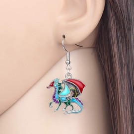 NEWEI Fantasy Enamel Dragon Earrings Dangle for Women Girls Kids Dragon Jewelry Gifts Charms (Multicolor)