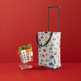 Large Capacity Wheeled Shopping Cart / Market Trolley Cart Animal Character