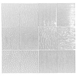 Unicoshape 12 Sheets Stained Glass Sheets Pack, 6" X 4" Cathedral Glass, Art Glass, Mosaic Glass Tiles for Crafts, (Mixed Clear)