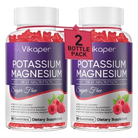 Potassium Magnesium Gummies 1200 mg for Adults Sugar-Free High Absorption Magnesium Glycinate Supplement,Supports Leg Cramps,Muscle,Heart Health,Non-GMO Magnesium Gummy Raspberry Flavor 180 Count