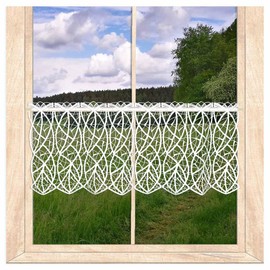 atelier alles-Spitze Cloé Modern Lace Net Curtain Made of Real Plauen Air Lace Embroidery Fairy House Curtain in White 27 x 80 cm