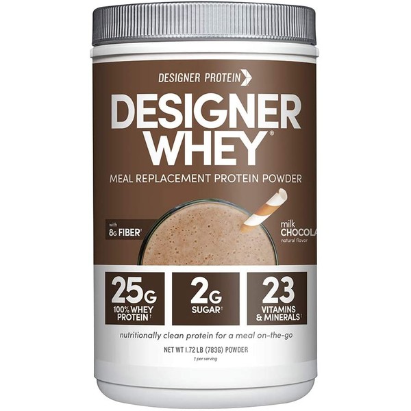 Designer Whey Protein Meal Powder, Milk Chocolate, 1.72 Pound, Non GMO, Made in the USA