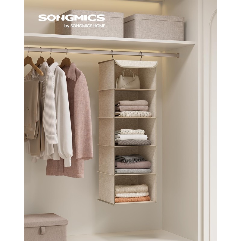 SONGMICS Hanging Closet Organizer, Hanging Storage Shelves, Hanging Closet Shelves,