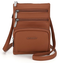 Montana West Small Leather Purses for Women Crossbody Bag Multi-Pocket Brown Crossbody Purse MBB-MWC-520BR