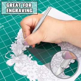Artcut 1 Pz Coltello Artigianale Coltello Hobby Coltello Exacto con 11 Pz Kit Lame in Acciaio Inossidabile, 1 Pz Acciaio 15 CM Righello per Arte, Scrapbooking, Stencil