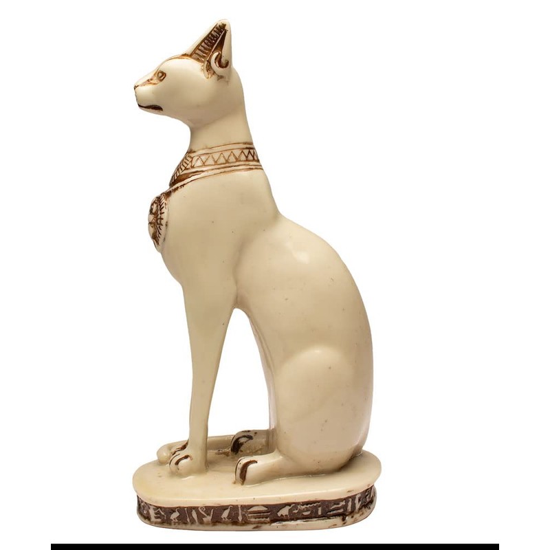 Discoveries Egyptian Imports Bastet Cat Goddess Statue - White -