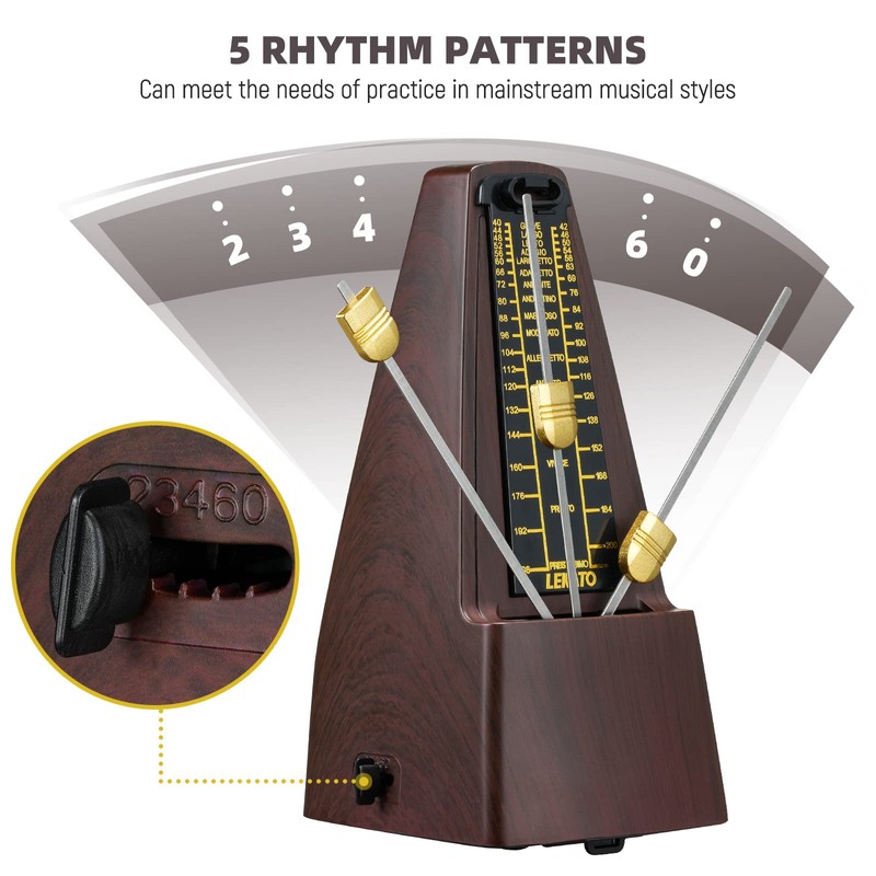 Mechanical Metronome with Bell, LEKATO Universal Metronome for Piano Guitar