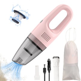 LEERFEI Pink Portable Vacuum Cleaner - 9000PA/120W/DC12V, 16.4Ft Corded Handheld Vacuum With Deep Detailing Cleaning Kit for Car Interior